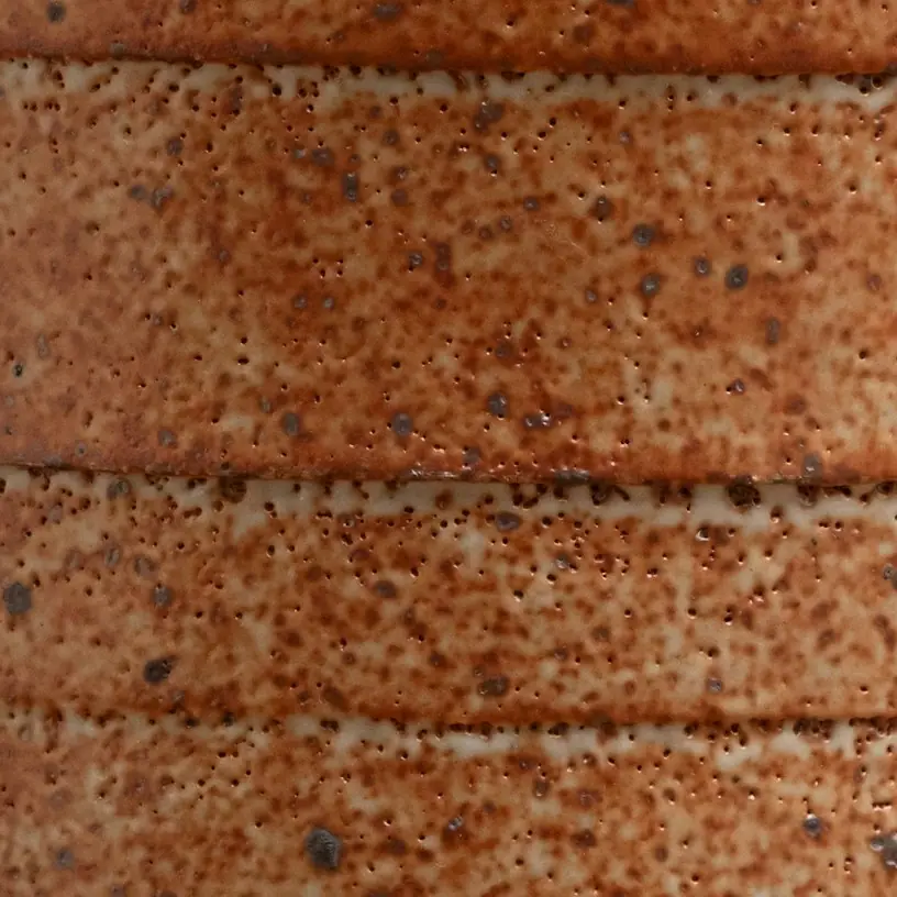 Detalhe dos anéis e da textura salpicada de laranja